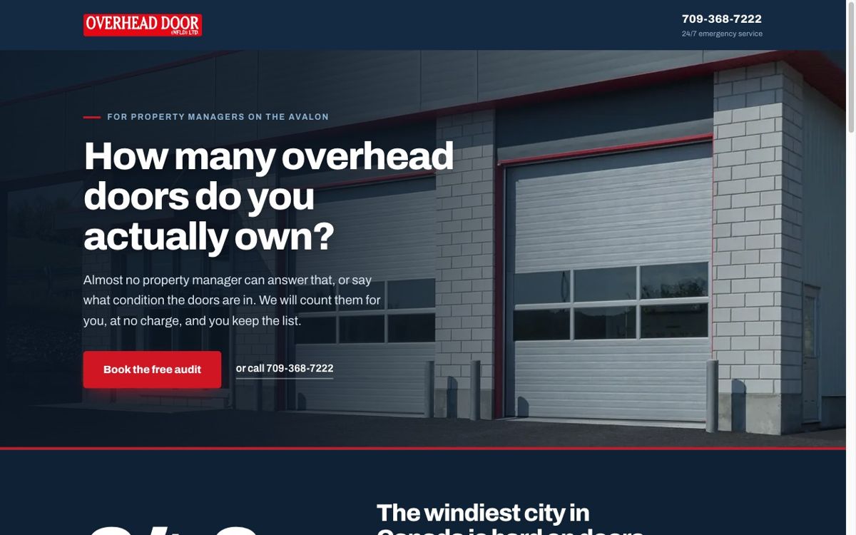 Overhead Door NFLD audit landing page