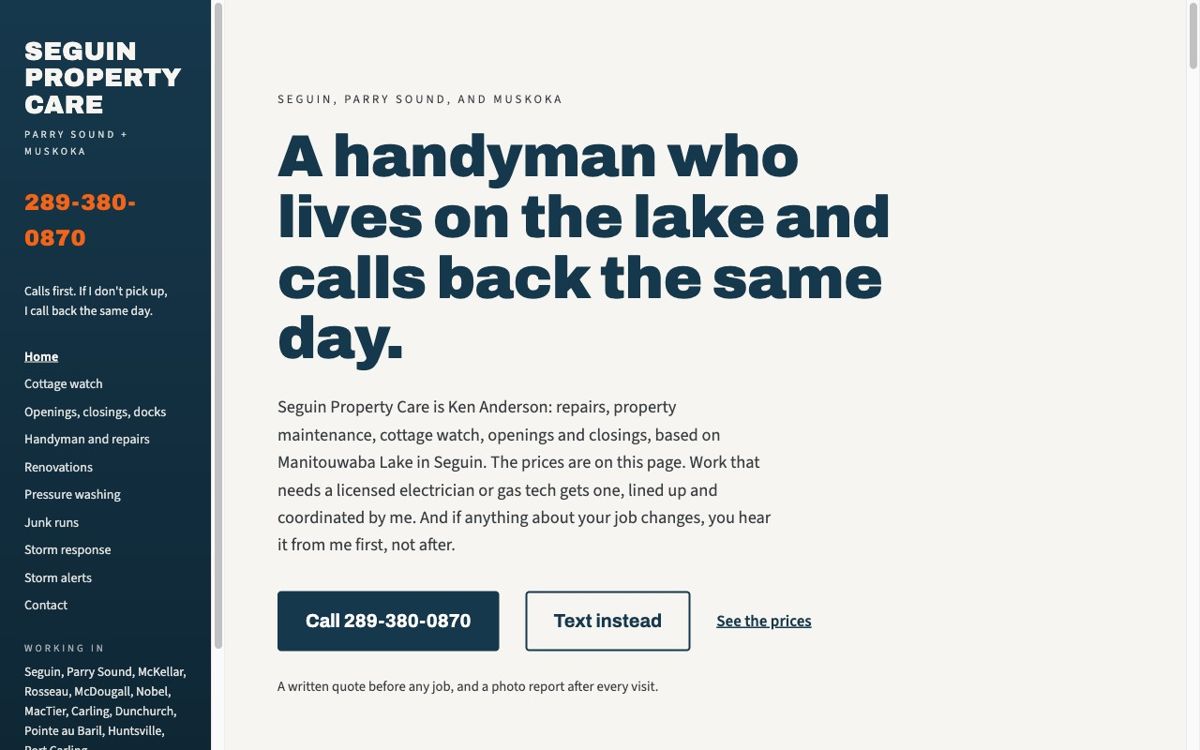 Seguin Property Care website