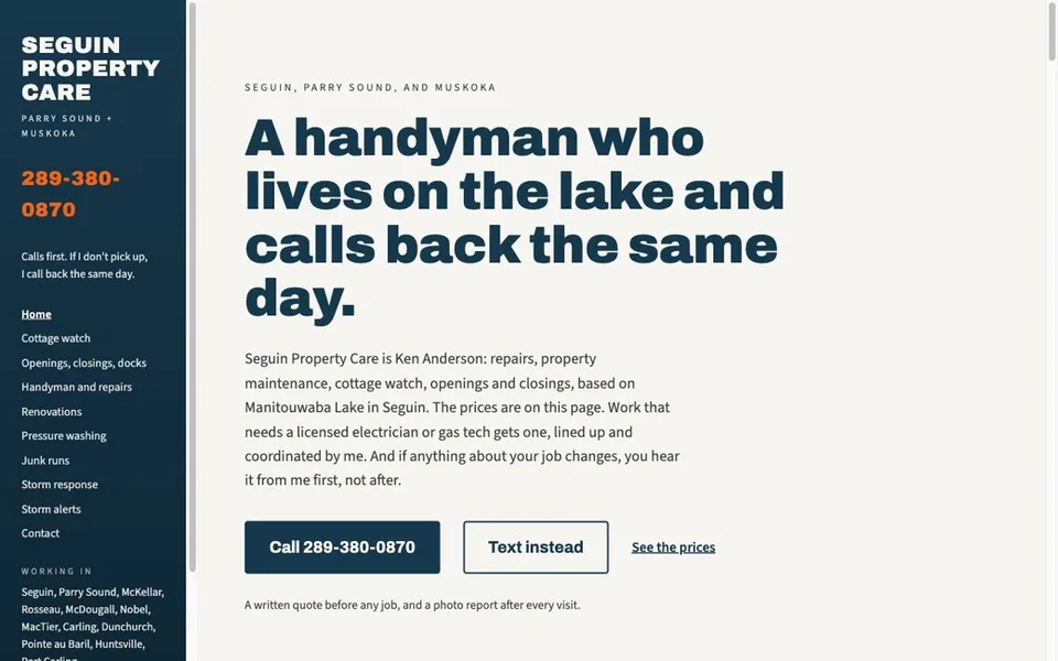 Seguin Property Care: Property maintenance services website
